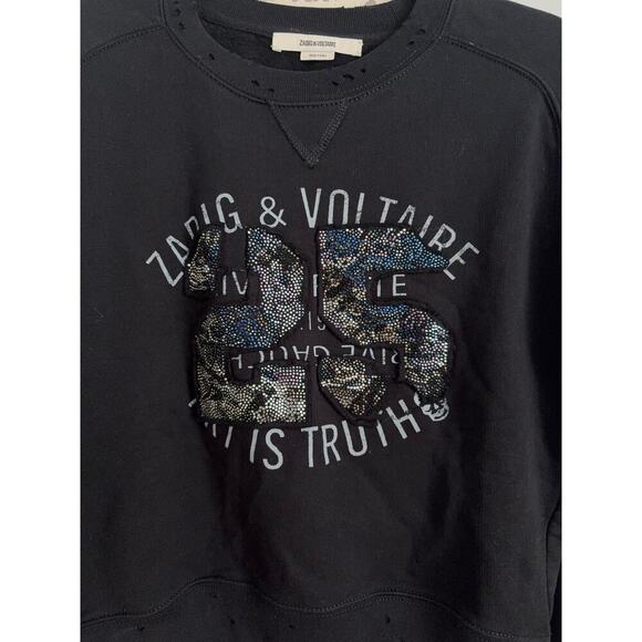B57 Zadig & Voltaire Sweatshirt Womens XS Arvene Logo Embellished Street Baddie - Picture 5 of 10
